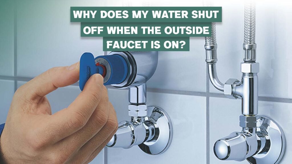 Image depicting a perplexed homeowner questioning, "Why does my water shut off when the outside faucet is on?