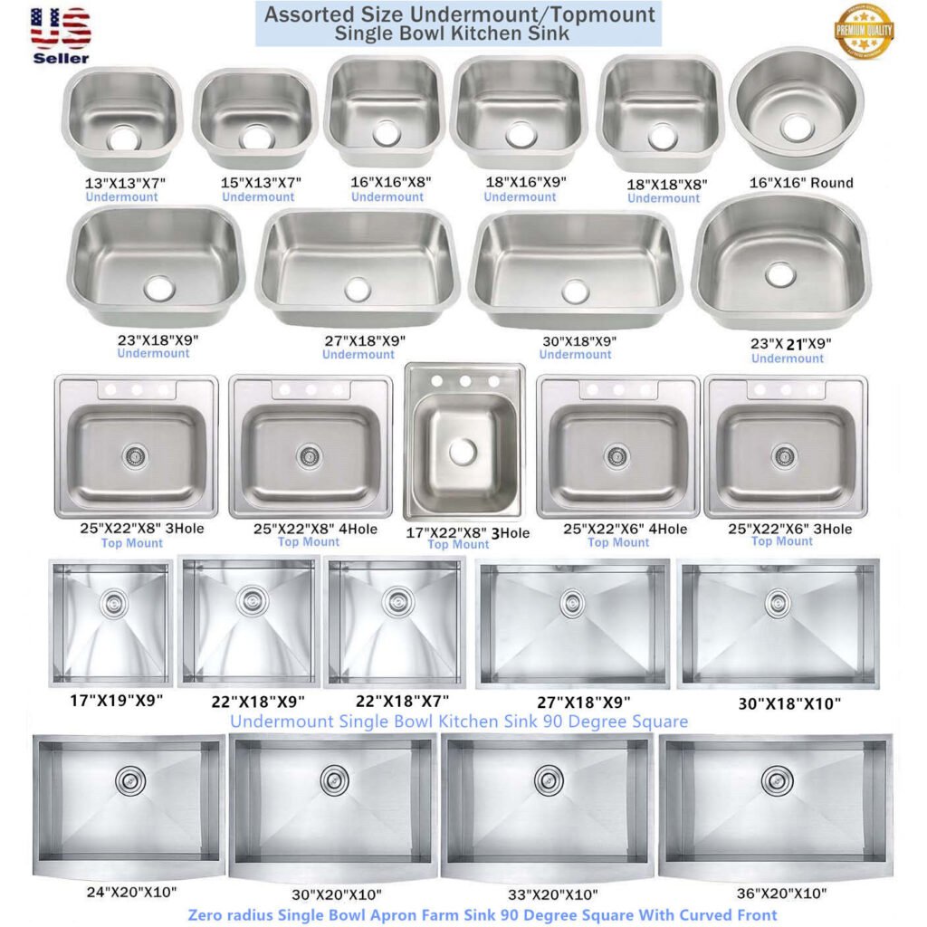 various sizes of the kitchen sink